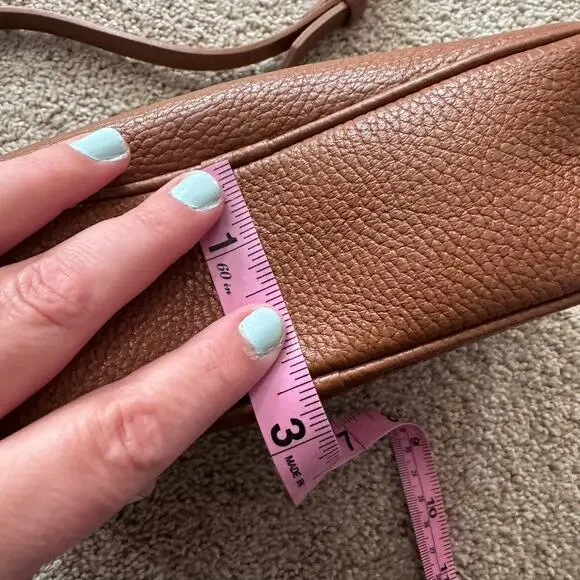 Quince Brown Italian Leather Small Crossbody Purse Bag Pebbled BROKEN ZIPPER - Picture 13 of 13